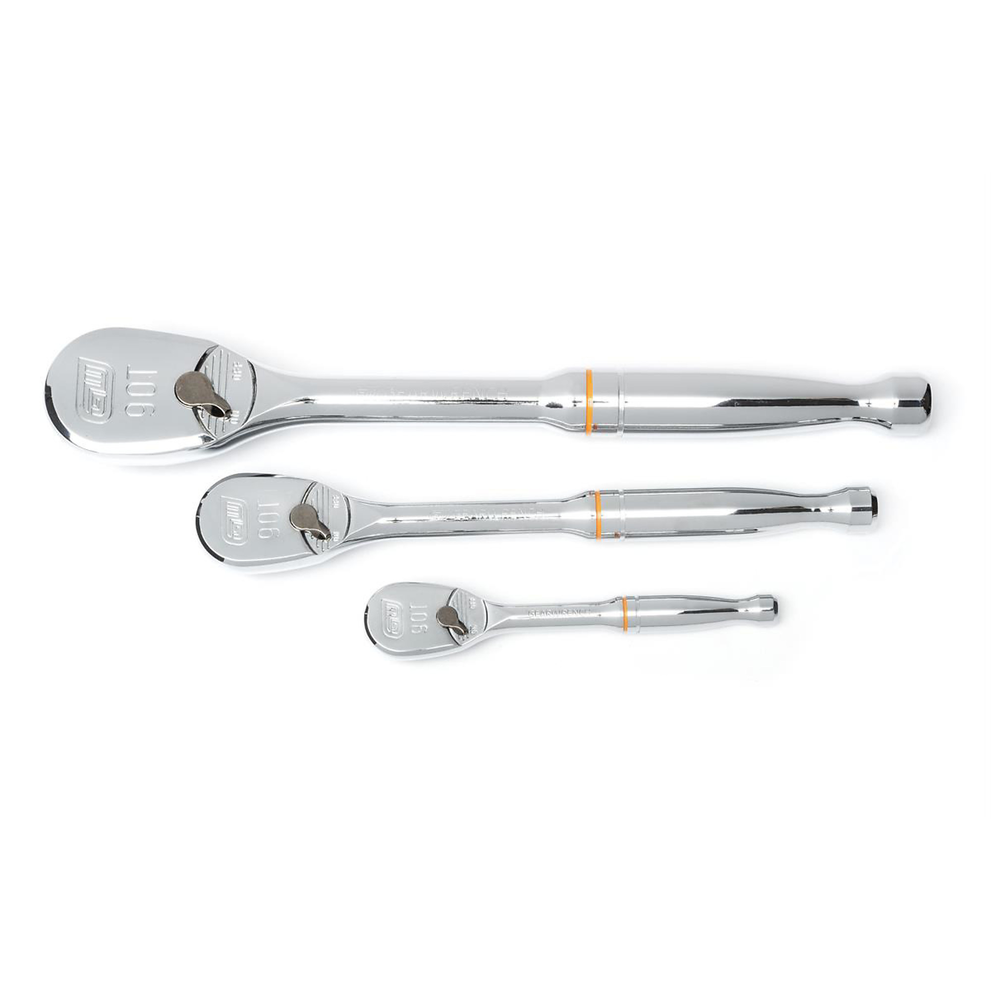 GearWrench 3-Piece Ratchet Set — 1/4in., 3/8in., 1/2in., 90-Tooth, Model# KDT81206T